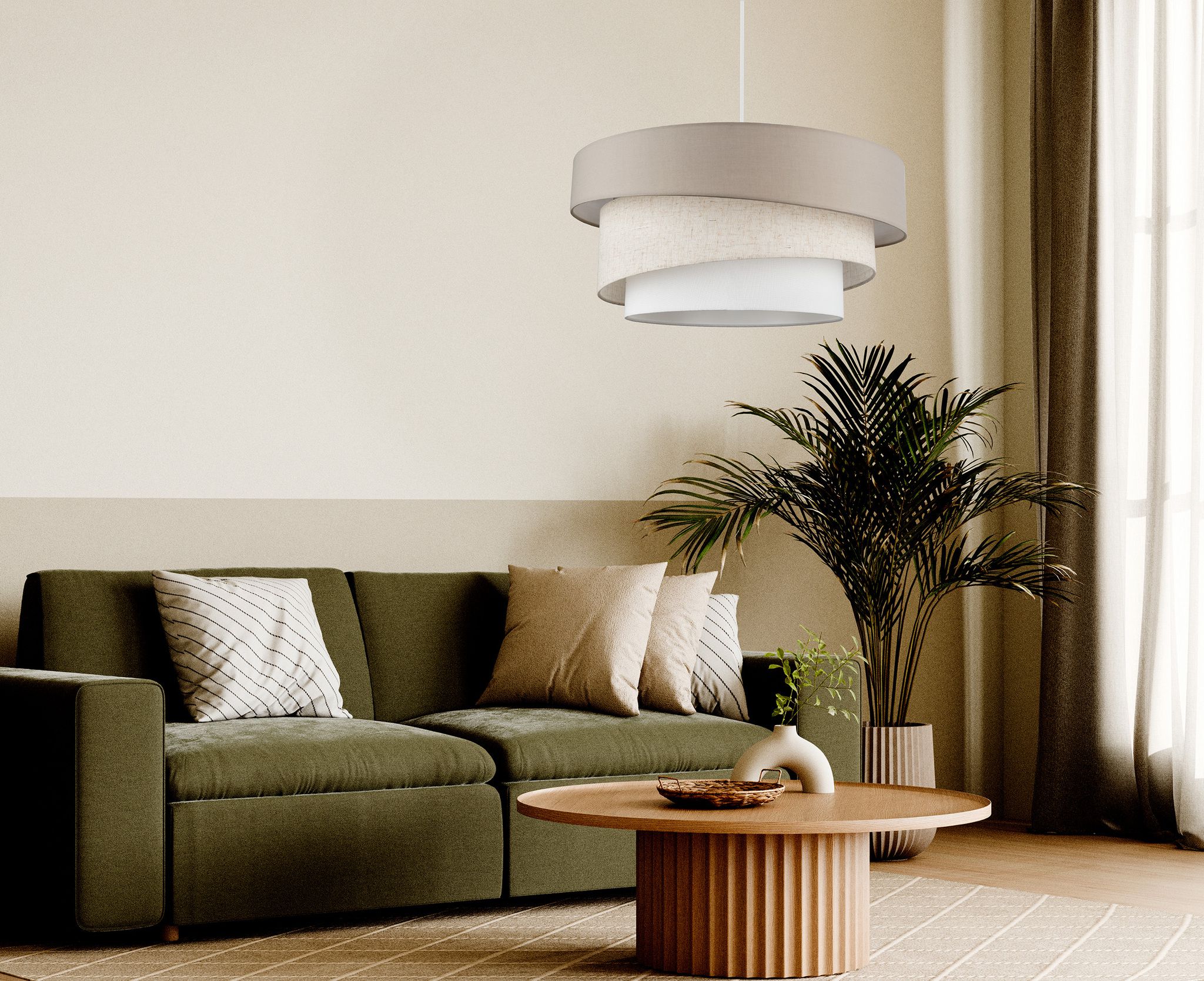 Pendelleuchte  FABRION  : 56cm beige - IP20, E27, Beige
