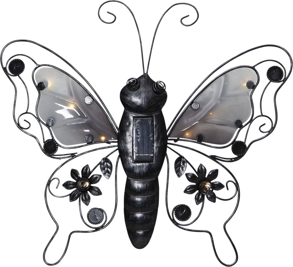 Solar Decoration Butterfly - Schwarz, Lichtfarbe Weiss