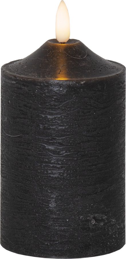LED Pillar Kerze Flamme - Indoor, Schwarz, 15cm, Timerfunktion
