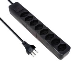 Standard Line Multiprise - 8xT13, 1.5m Kabel, H05VV-F 3G1mm2, schwarz,  kein Kinderschutz