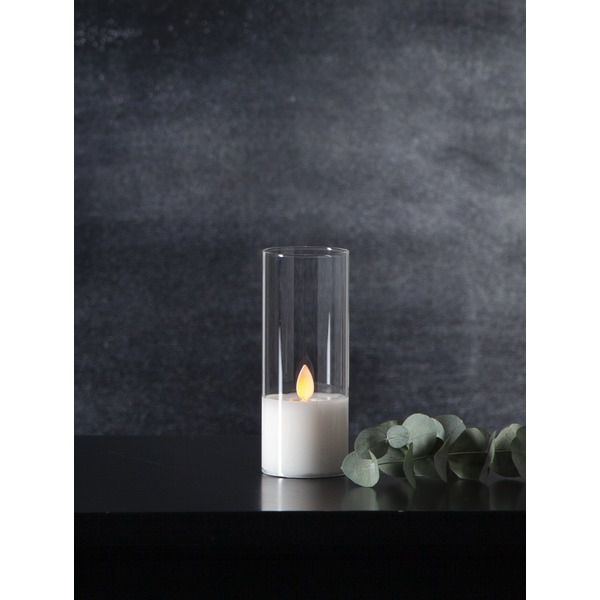 LED Pillar Kerze M-Twinkle - Indoor, Transparent, 12.5cm Höhe, Timerfunktion