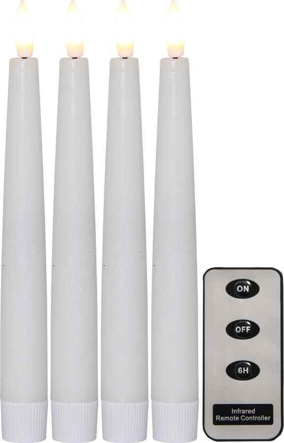 LED Dinner Kerze 4P Flamme - Indoor, Weiss, 20cm, Timerfunktion