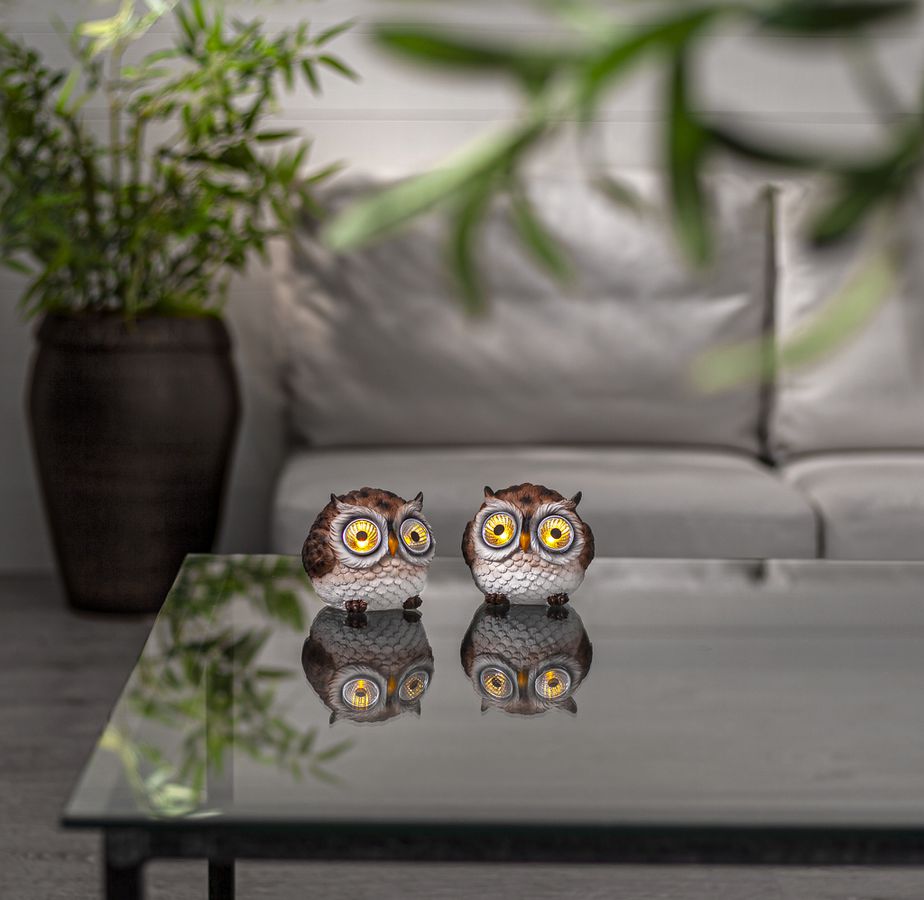 Display Solar Licht Owl - IP44, Warmweiss, Braun