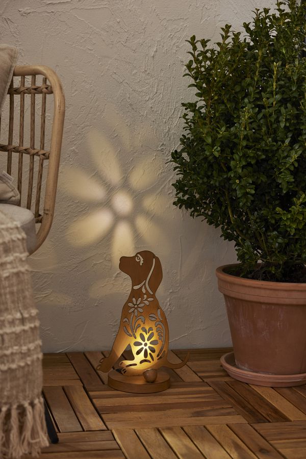 Solar Decoration Oxidog - Indoor, Outdoor, Warmweiss, Rost