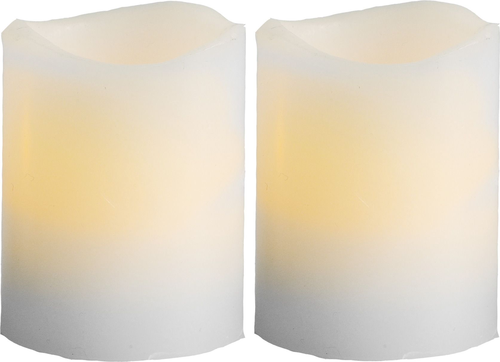 LED Pillar Kerze 2er Pack Wave - Indoor, Weiss, 6cm Höhe, Timerfunktion