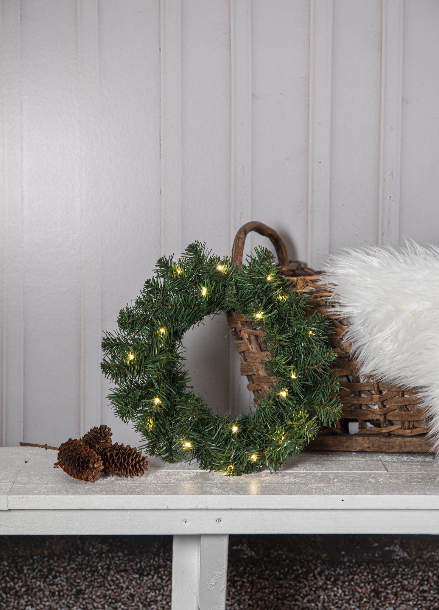 Kranz Dalbo - Indoor, Outdoor, Warmweiss, Grün