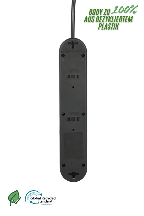 Steckdosenleiste Re:Life USB - 3x T13. 2x USB-C + 1x USB-A, 1.8m Kabel, schwarz