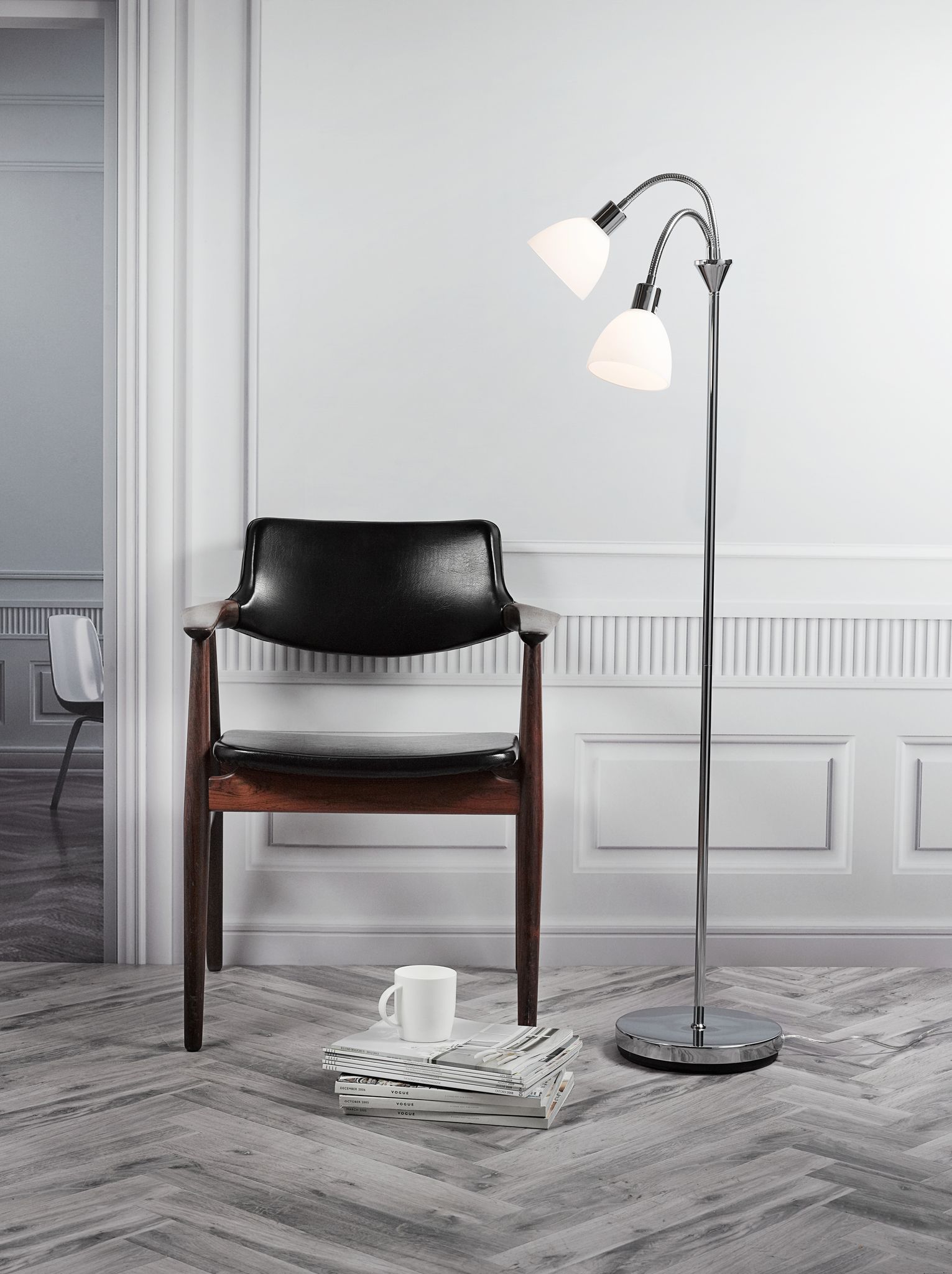 Ray, Stehleuchte Dopp., Chrom - E14, max. 2x40W, IP20