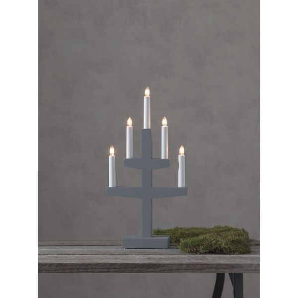 Kerzenleuchter Trapp - IP20, Grau, Warmweiss