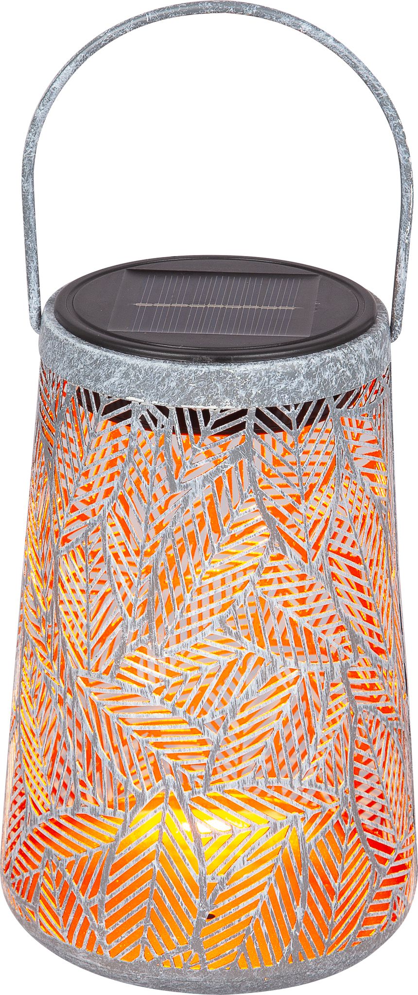LED Solar / USB-C Metall Laterne FORTUNELLA - AKKU 1x3.2V 400mAH, 2000K , IP44, champagne, Metall, Solar/ USB-C Ladeanschluss, D=110mm, H=180mm