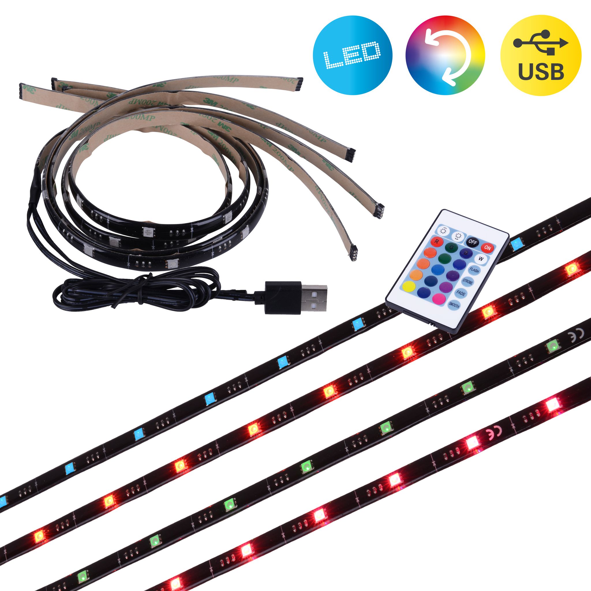 Näve LED TV-Stripe 4x 50cm RGB - Näve LED TV-Stripe 4x 50cm RGB, USB Anschluss