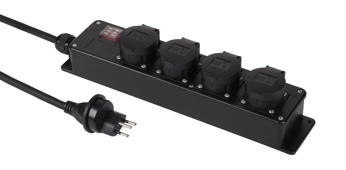 Steckdosenleiste Kunststoff 4xT13 IP55 - H07RN-F 3G1.5mm2 3m