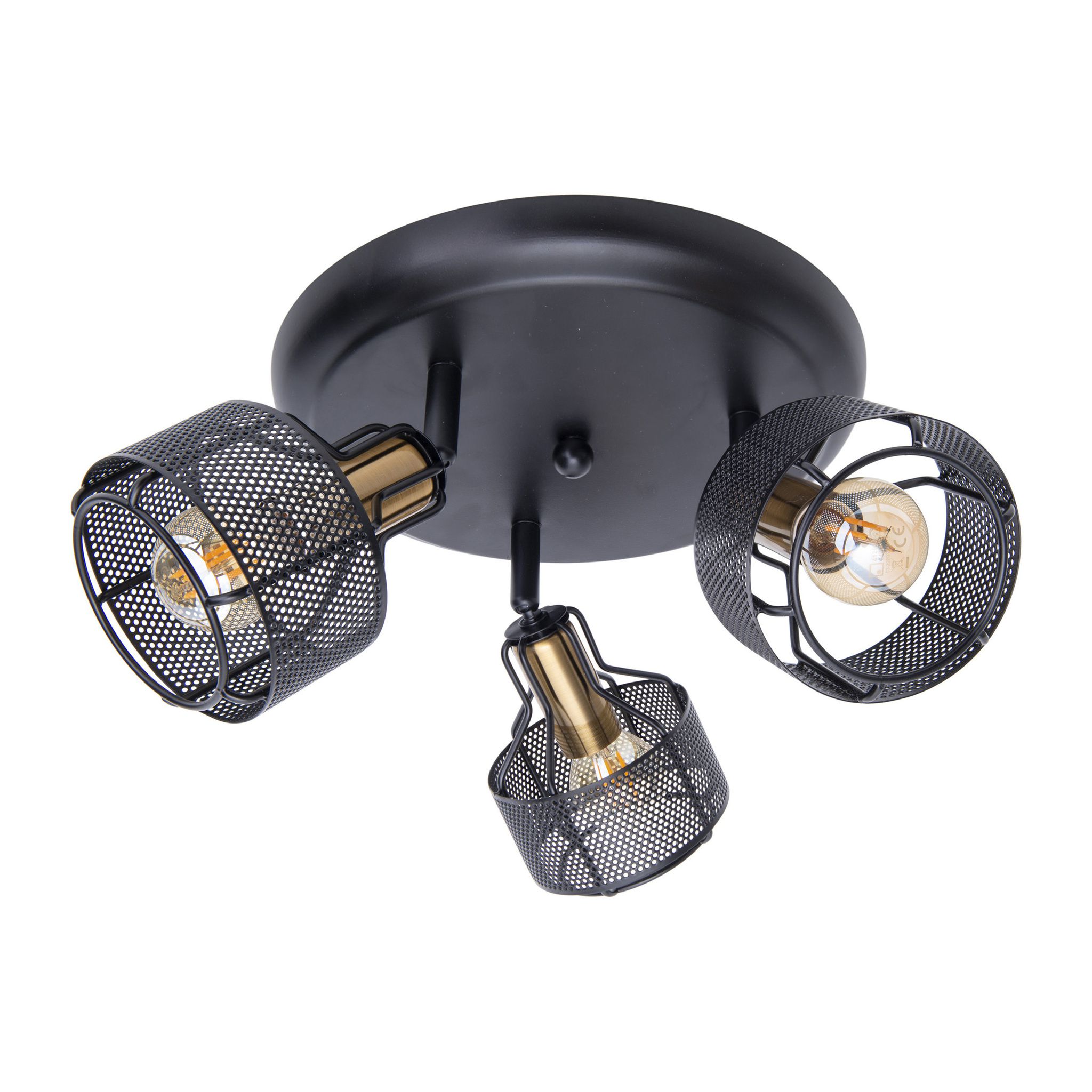 3er Deckenleuchte Spot Foro schwarz golden - E14, 120W, IP20