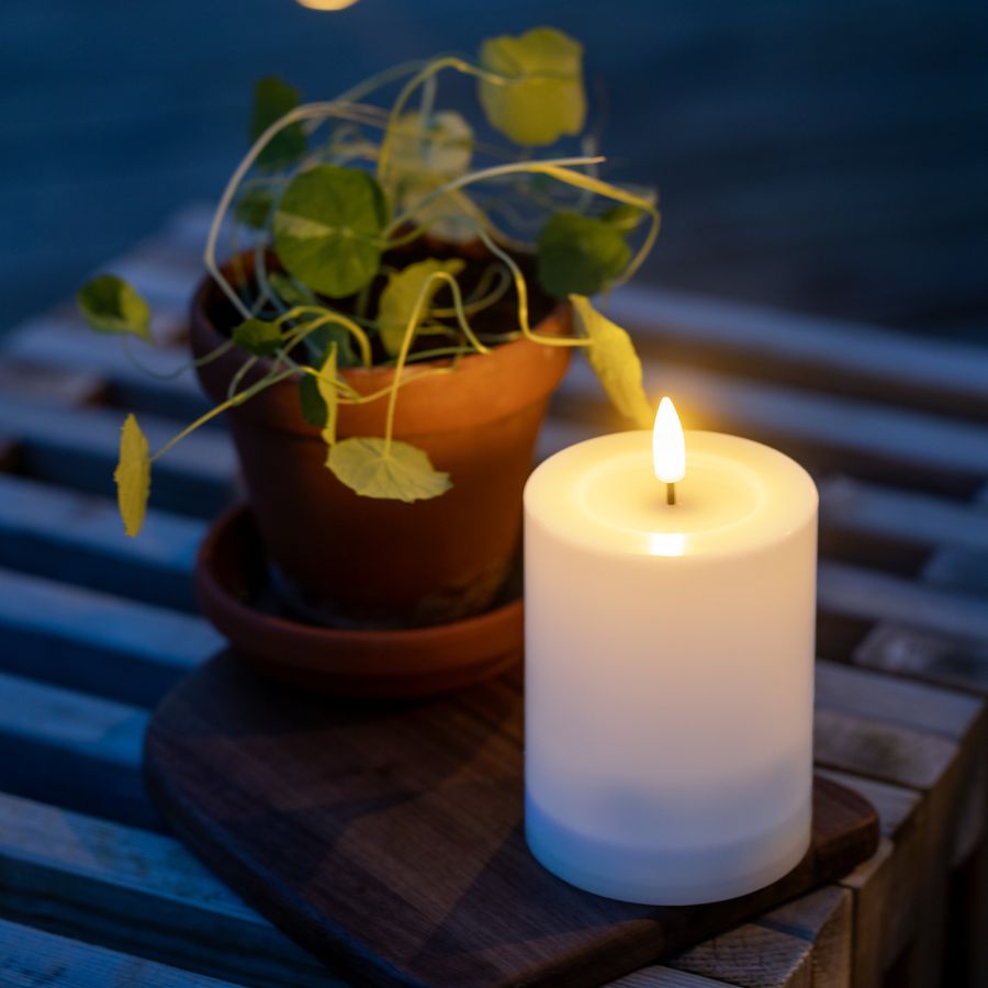 Solar Kerze Flamme Saul - Indoor, Outdoor, Warmweiss, Weiss