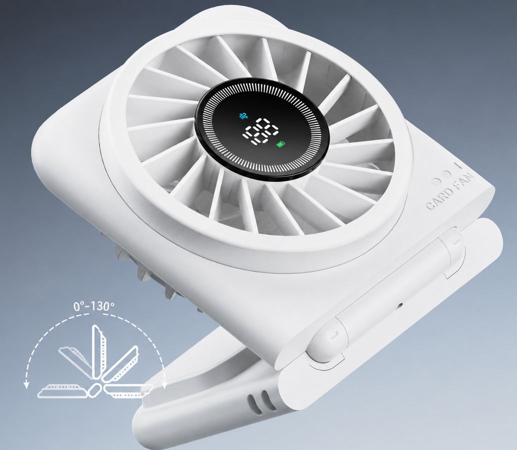 PLAT faltbarer Tischventilator AF12 weiss - 1000mAh, inkl. USB-C Kabel, wiederaufladbar, faltbar