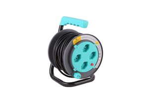 Avvolgicavi - 4x T.13, 15m Kabel H05VV-F-3G1mm2, türkis/schwarz, Thermoschutz, IP20