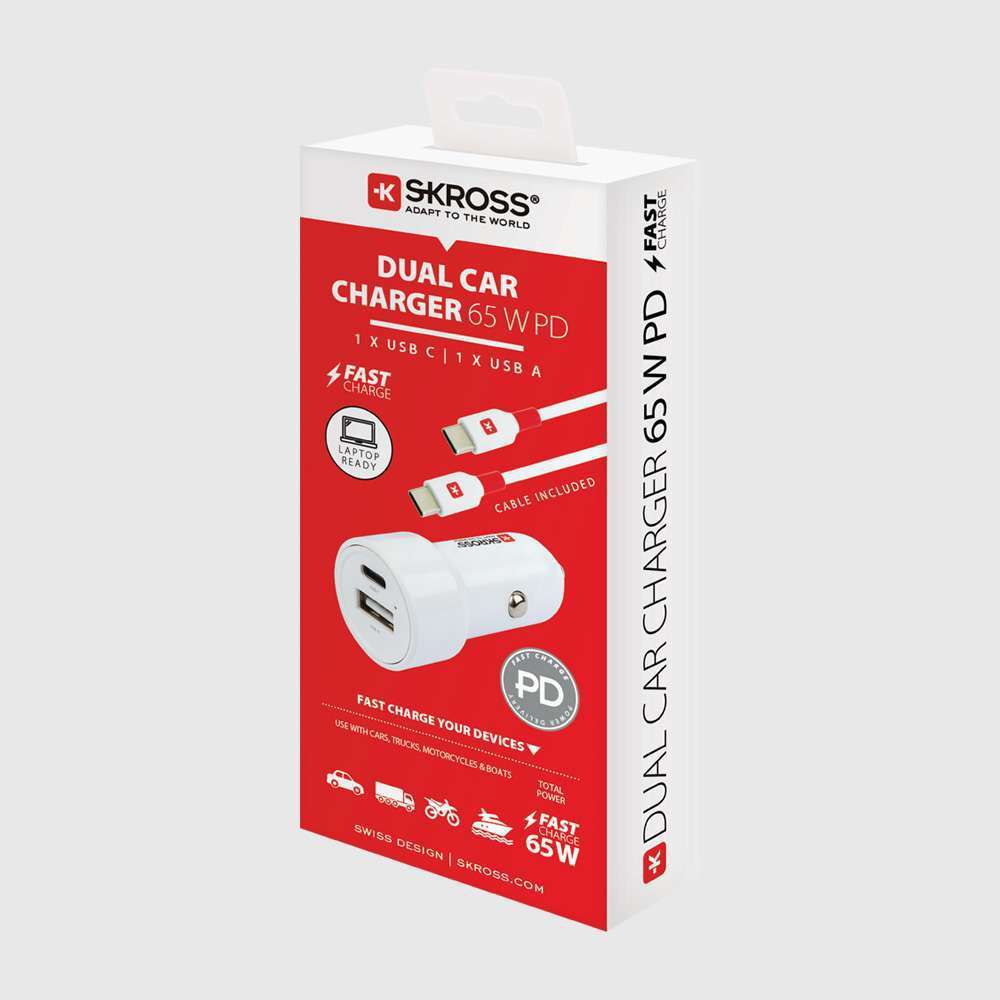 USB Car Charger & Micro USB - 65W, 1xUSB-A, 1xUSB-C