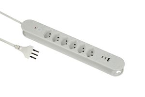 Steckdosenleiste Re:Life USB - 6x T13. 2x USB-C + 1x USB-A, 1.8m Kabel, weiss