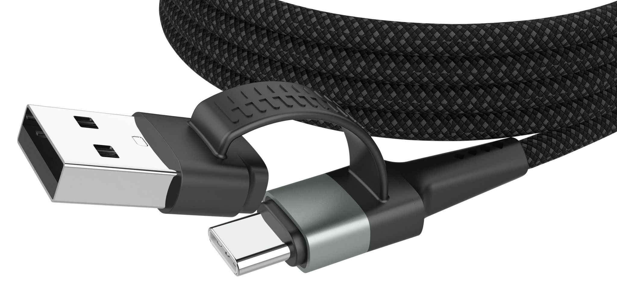 Magnetisches Kabel USB-A oder USB-C auf USB-C oder Lightning - 120 cm,  schwarz