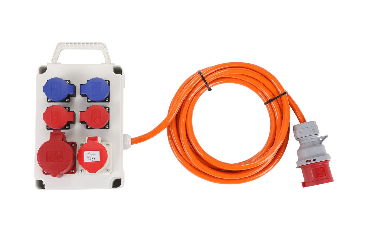 Stromverteilerbox 32A IP44/IP55 5m - 1xCEE32/5 1xCEE16/5 2xT23 2xT25 EPR-PUR H07BQ-F 5G4mm2 5m