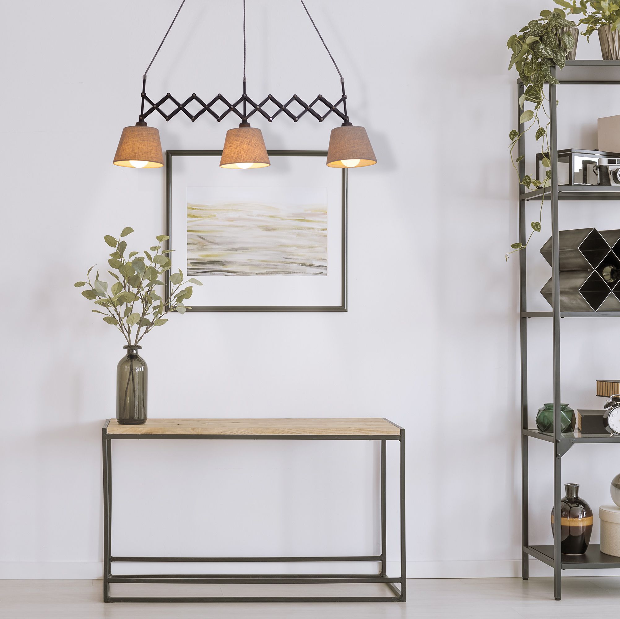 Scherenpendelleuchte Adrienne max. b: 52-86cm natur - E27, 120W, IP20