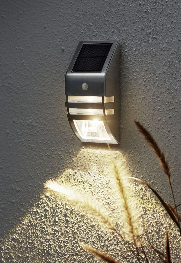 Solar Wand Laterne Wandy - Silber, Lichtfarbe Warmweiss