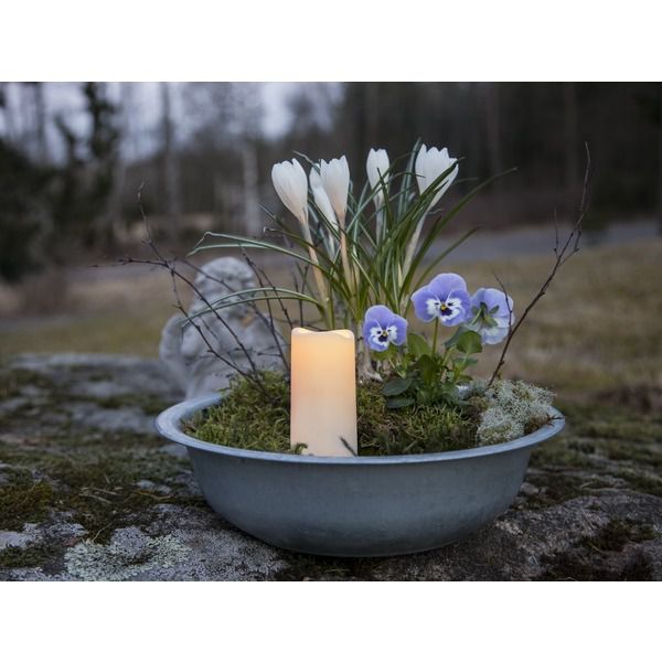 Bougie de tombe LED Serene - Outdoor, Weiss, 10cm Höhe, Timerfunktion