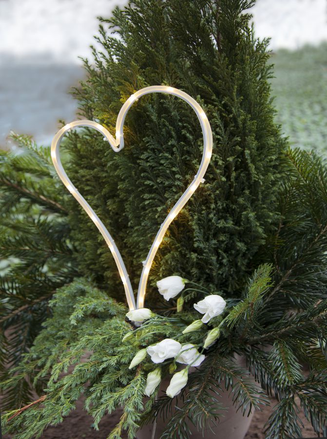 LED Licht Herz - Outdoor, Weiss, 39cm Höhe, Timerfunktion