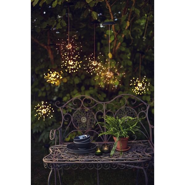 Solar Decoration Firework - Schwarz, Lichtfarbe Warmweiss