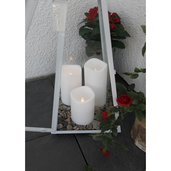 LED Pillar Kerze Paul - Outdoor, Weiss, 7.5cm Höhe, Timerfunktion