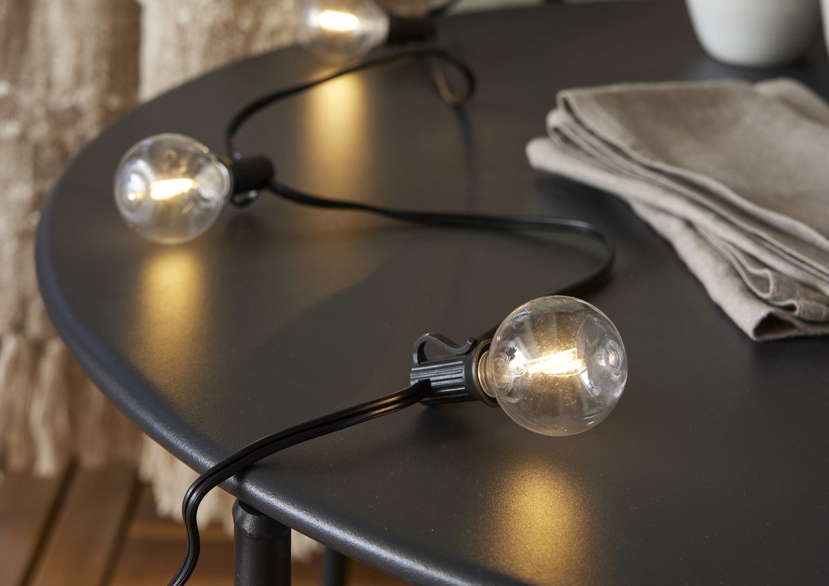 Solar Lichterkette Globe Mini - Indoor, Outdoor, Warmweiss, Schwarz