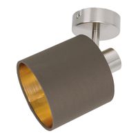 Wand-und Deckenleuchte MARON G (1er Spot) - E14, max. 1x40W, IP20, nickel + braun + gold, nicht dimbar, exkl. Leuchtm., L=150mm, B=120mm,H=185mm