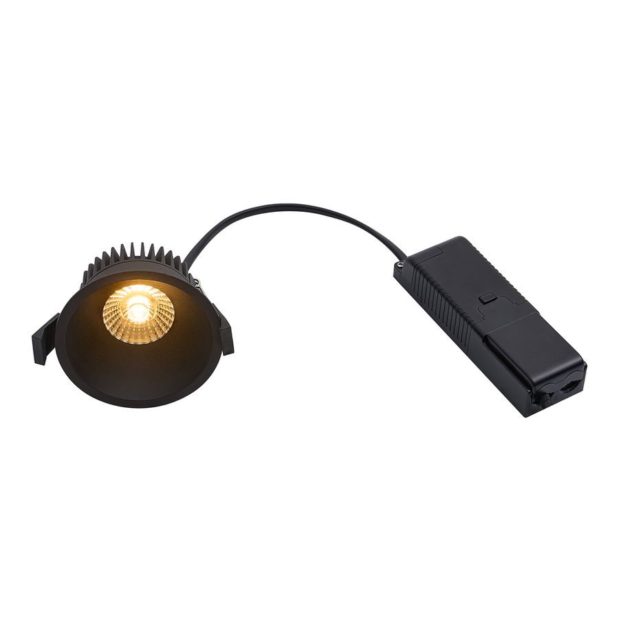 LED Einbaudownlight ALBRIC - 8W, 535lm, 2700K, IP44, CRI 90, schwarz, dimmbar, D=90mm, H=49mm, BL=83mm