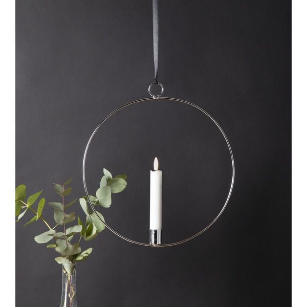 Indoor Decoration Flamme Ring - Indoor, Silber, 30cm Höhe, Timerfunktion