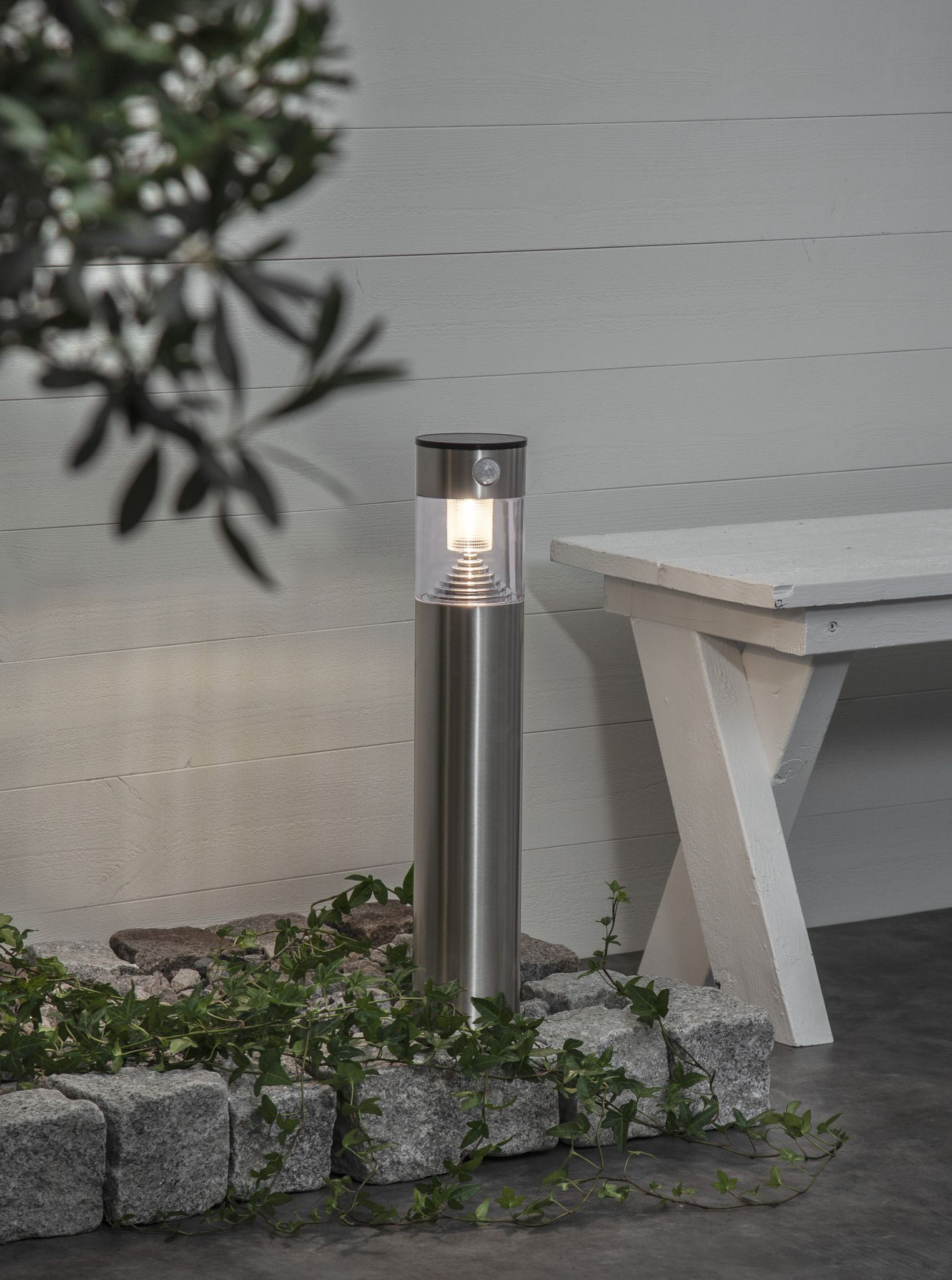 Solar Pollerleucht Marbella - Stainless Steel, Lichtfarbe Warmweiss