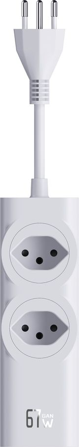 67W GaN Fast Charging Station - 2x T13, Out: USB-C1/ C2/ C3: 67W PD, C1+C2 shared: 45W + C3: 20W, USB-A: 5W, GaN, 1.5m Kabel, weiss