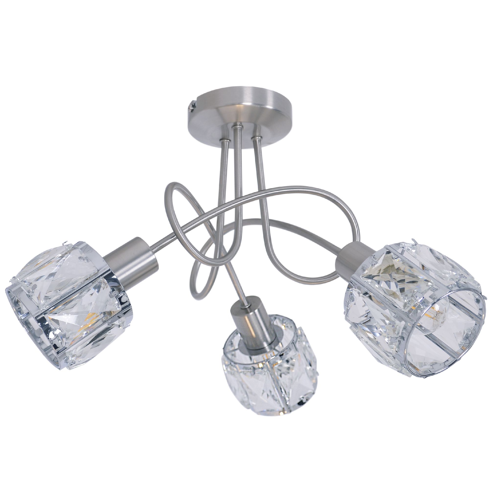 LED Deckenleuchte Josefa - E14, 3x4W, 3x475lm, 3000K, IP20, stahl-blank, nicht dimmbar, Leuchtmittel inkl., D=380mm, H=240mm
