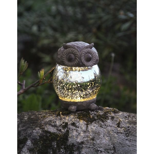 Solar Decoration Owly - Silber, Lichtfarbe Warmweiss