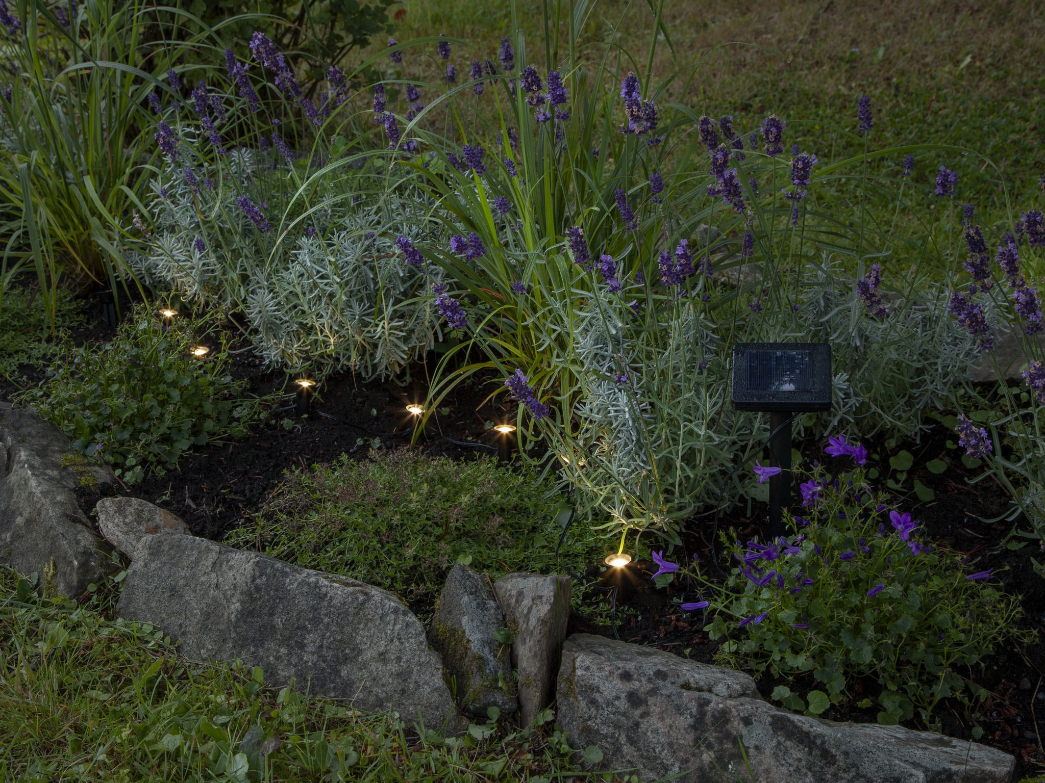 Solar Lichterkette Mini spot - IP44, Warmweiss, 8 LED's