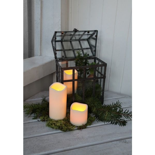 LED candela di plastica Paul - Outdoor, Beige, 7.5cm Höhe, Timerfunktion