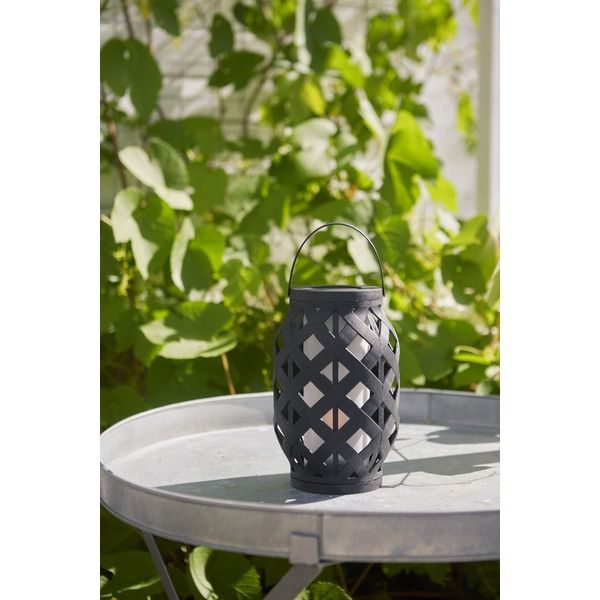 LED Laterne Flame - Outdoor, Schwarz, 23cm Höhe, Timerfunktion