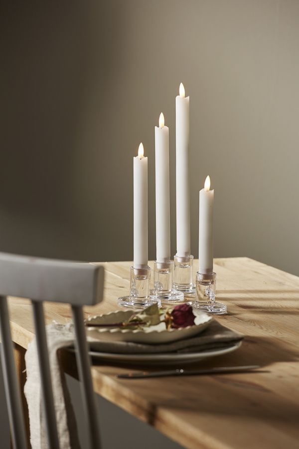 LED Dinner Kerze 4er Pack Flamme - Indoor, Weiss, 28.5cm Höhe, Timerfunktion
