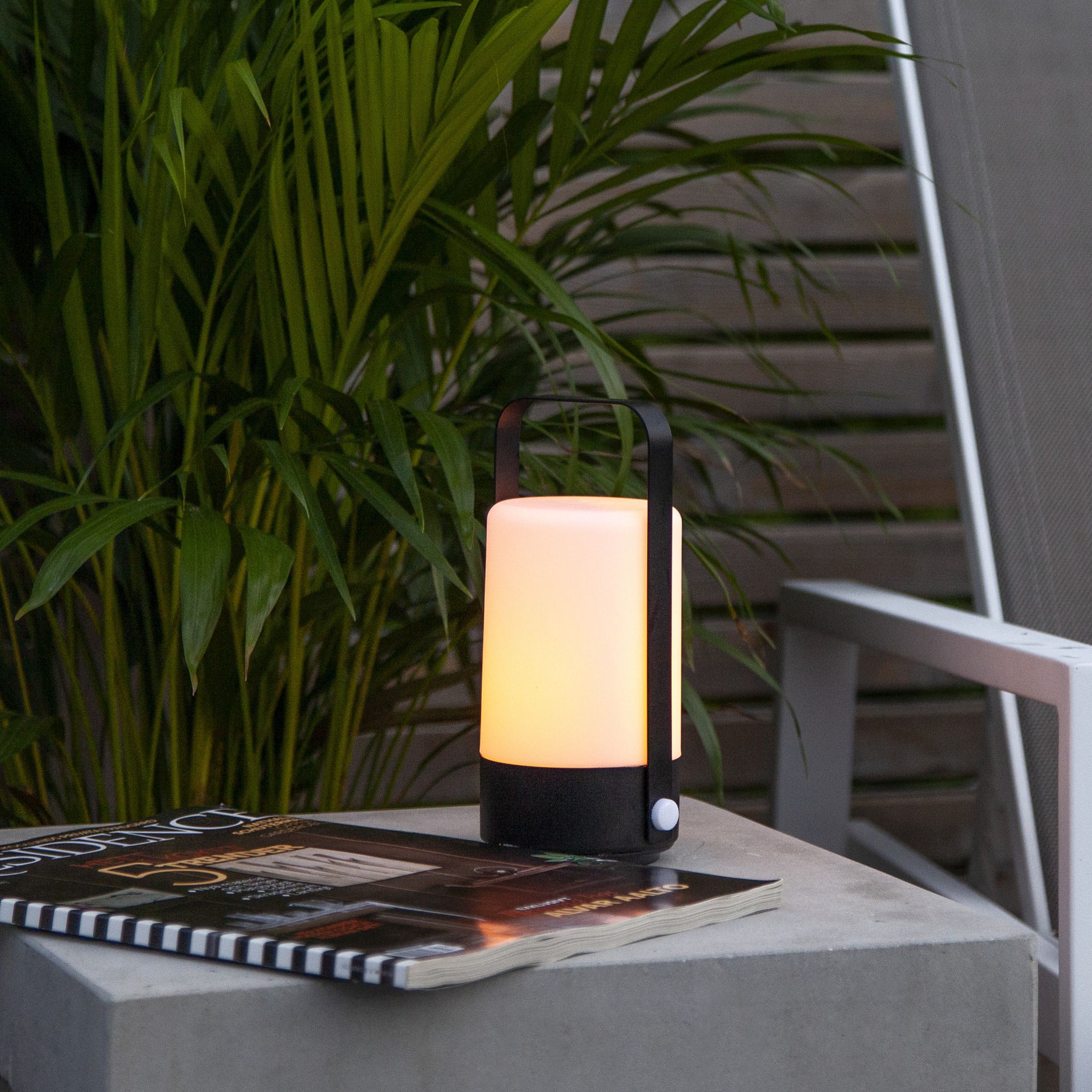 LED Laterne Flame - Outdoor, Schwarz, 19cm Höhe