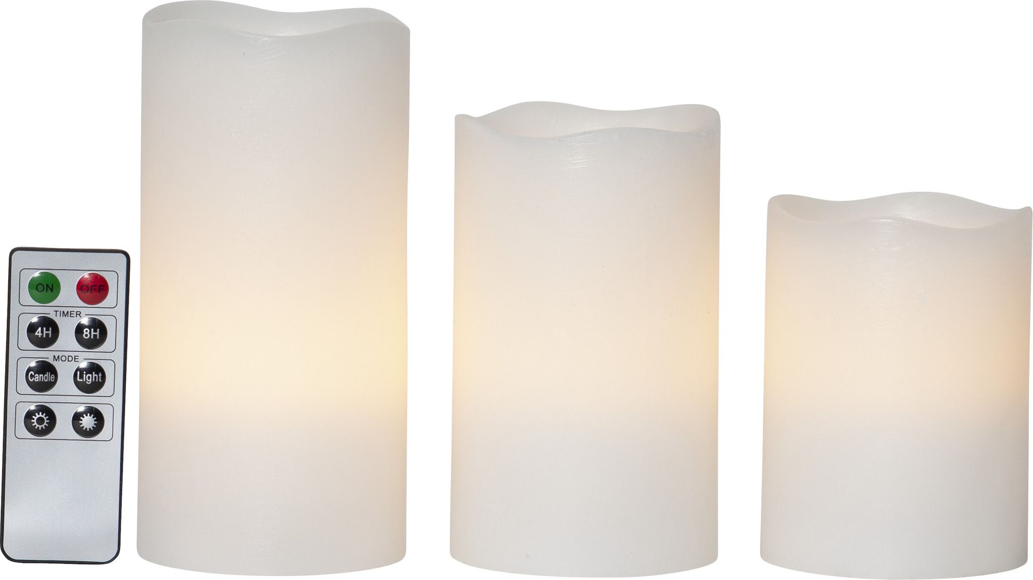 LED Pillar Kerze 3P May - Indoor, Weiss, 15cm, Timerfunktion