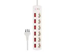 Steckdosenleiste Fix-Line+ MultiSwitch - 6xT13, 2.0m Kabel, einzeln schaltbar + Hauptschalter, weiss