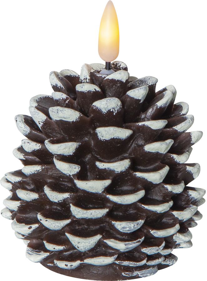 LED Pillar Kerze Flamme - Indoor, Braun, 10.5cm Höhe, Timerfunktion
