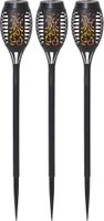 Solar Pollerleucht 3 Pack Flame Mini - Schwarz, Lichtfarbe Gelb