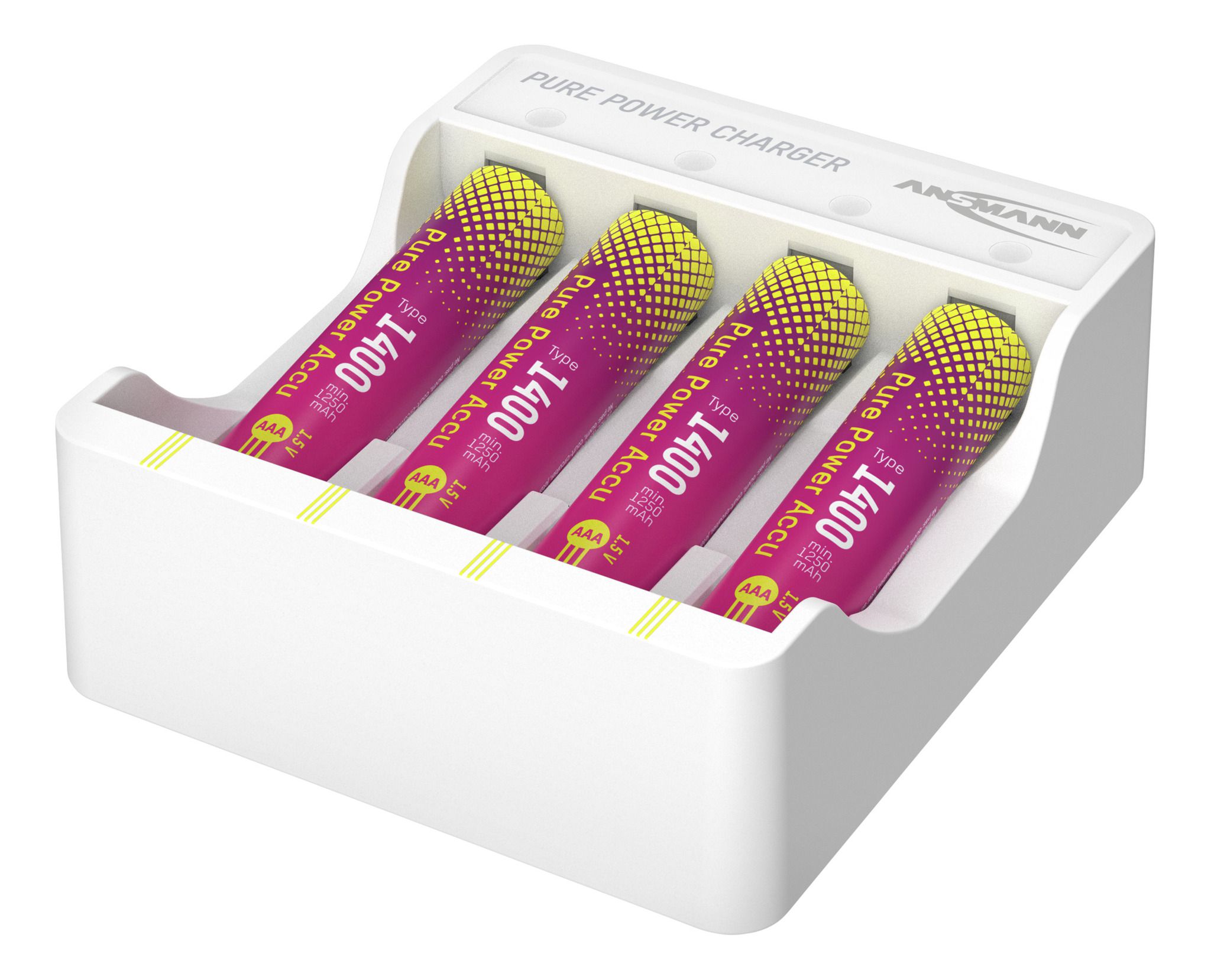 Pure Power Set 4× Micro AAA Akkus und Lademodul - Lithium-Ladegerät