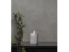 LED Pillar Kerze Flamme Marble - Indoor, Grau, 12.5cm, Timerfunktion