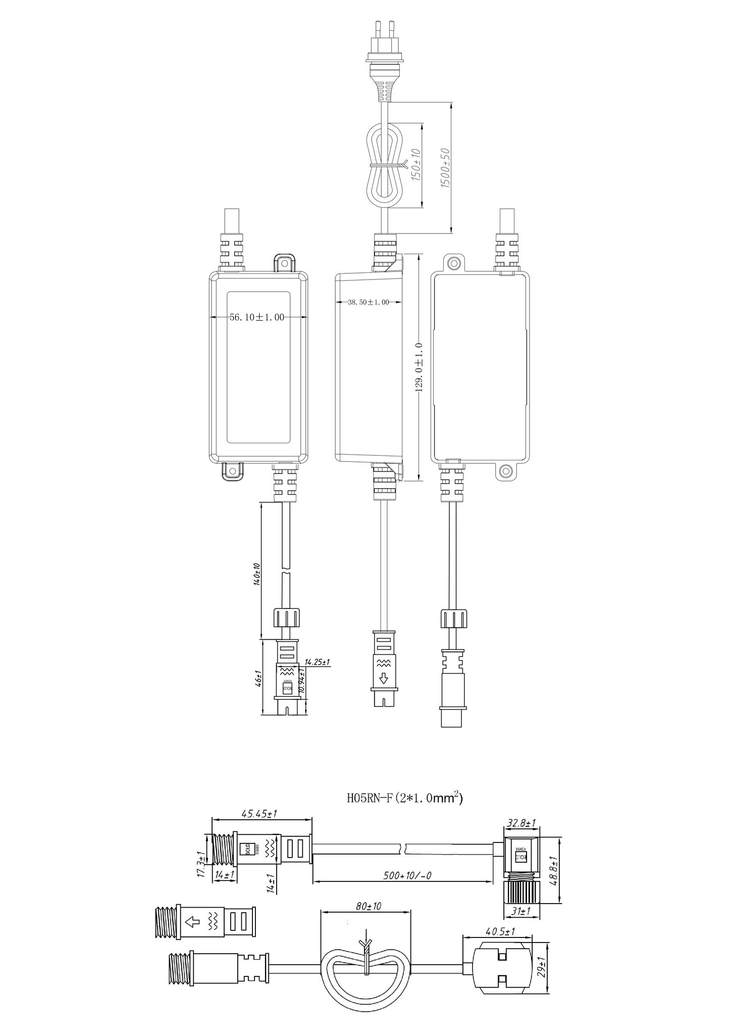 24V Treiberset 72W - 230V DC, max 72W, IP67, Eingang: T13 IP55 Stecker
